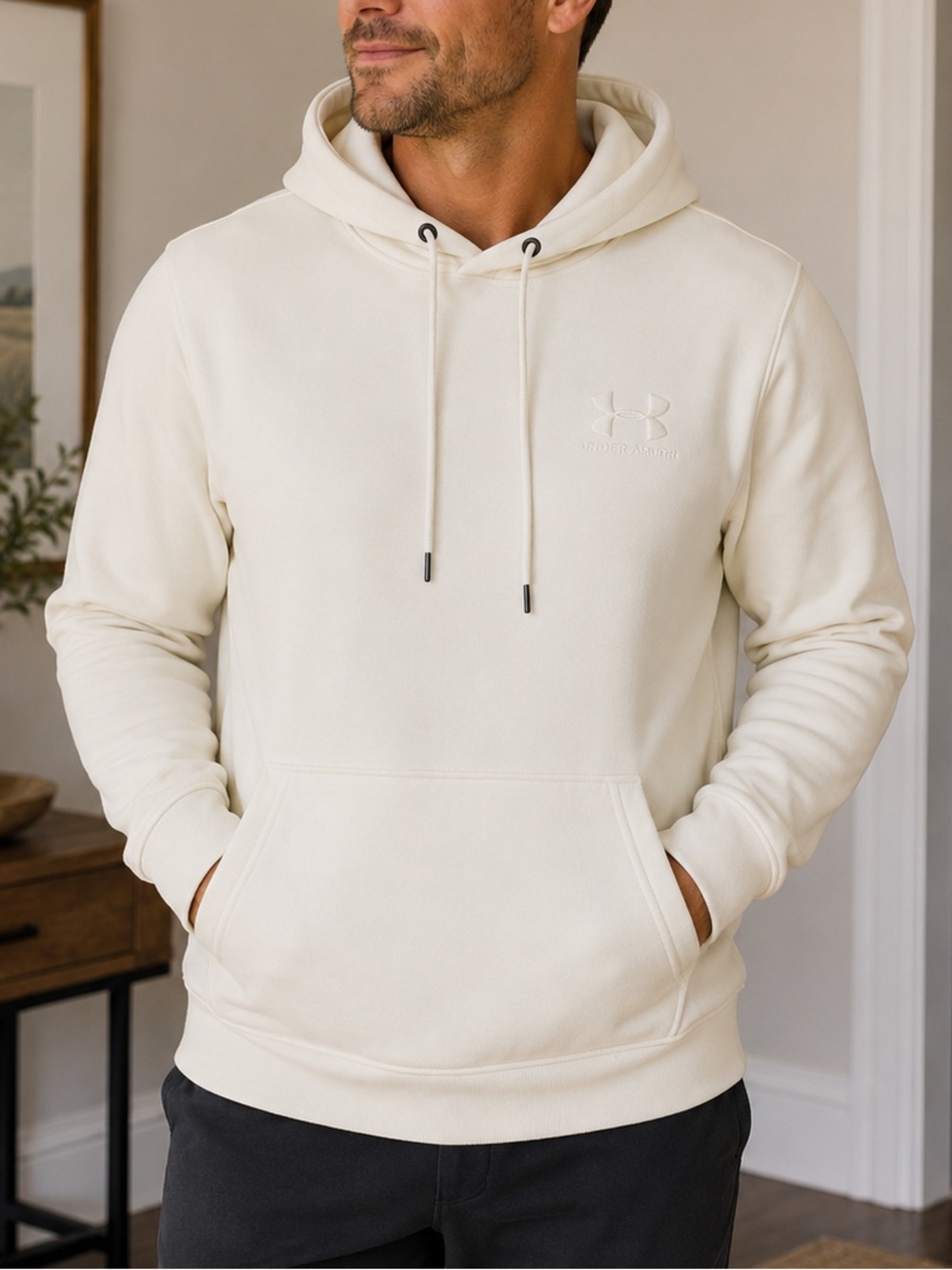 Under Armour Cream Hoodie with Front Pocket